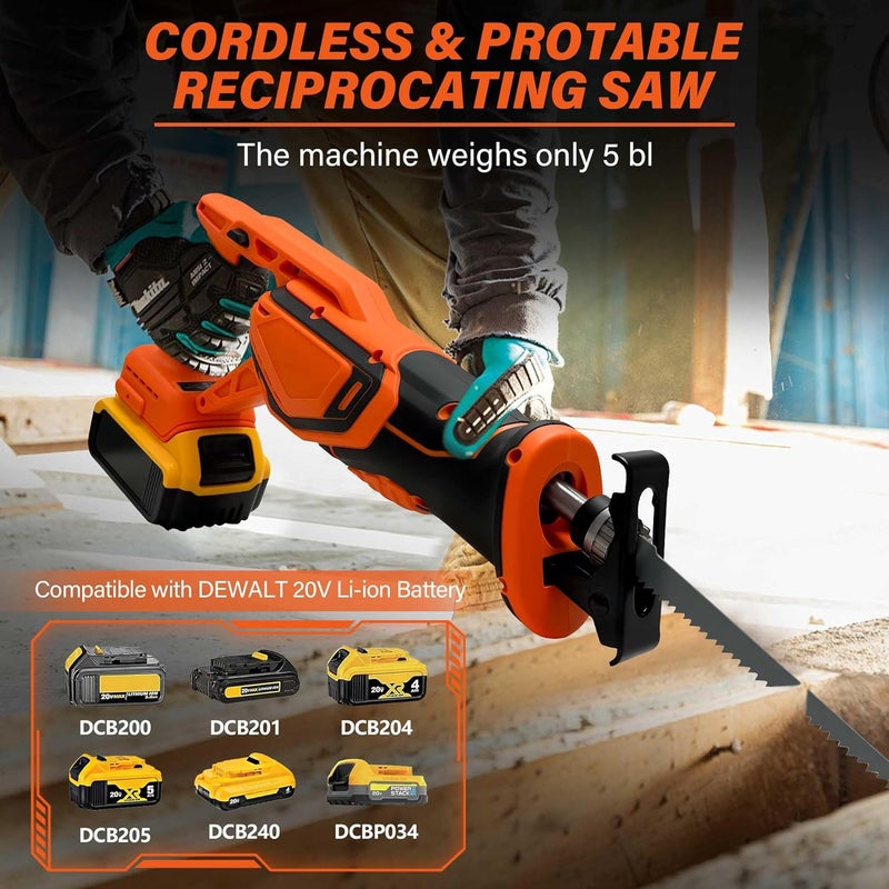 RAYLEEY Cordless Reciprocating Saw Compatible With DEWALT 20V LI-ION Battery.Electric Sierra Recíproca With Brushless Motor And 4 Blades、Tools-Free Blades Install.0-3500RPM Recipro sawzall For Wood/Metal/PVC. - Image 2